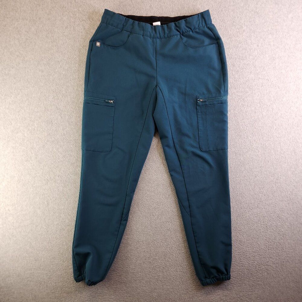 Figs Pants Womens S Blue Cargo Joggers Mid Rise Comfy Nurse Vet Heathcare Work